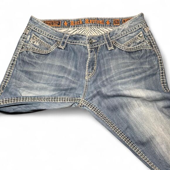 Rock Revival Elaina Easy Boot Jeans Women’s Size 31 Blue Denim Buckle Exclusive - Picture 6 of 8